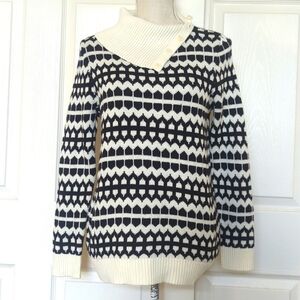 Talbots Geo Print Button Neck Sweater
